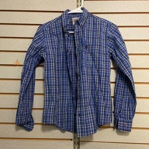 Cinch Kids Blue Plaid Long Sleeve Western Rodeo Button Up Shirt Size L 12 Cowboy